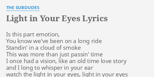 the subdudes light in your eyes lyrics