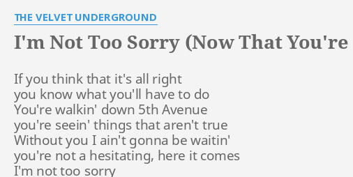 I M Not Too Sorry Now That You Re Gone Demo Lyrics By The Velvet Underground If You Think That