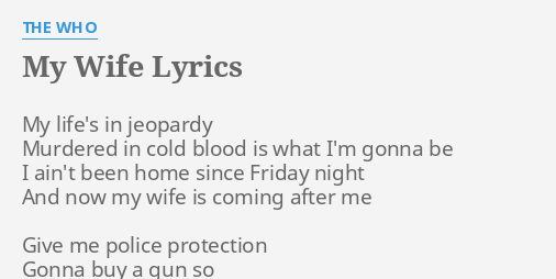 call my wife lyrics