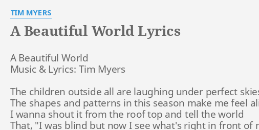 the world is beautiful song lyrics