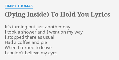 Dying Inside To Hold You Lyrics