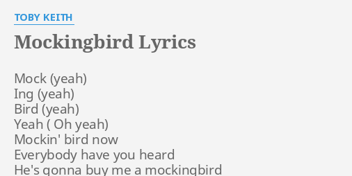 Mockingbird Lyrics By Toby Keith Mock Ing Bird Yeah