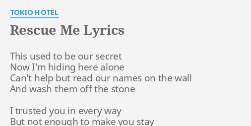 rescue me tokio hotel song lyrics