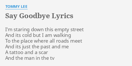 Say Goodbye Lyrics By Tommy Lee I M Staring Down This