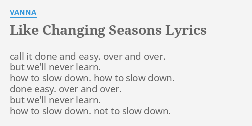 changing of the seasons lyrics