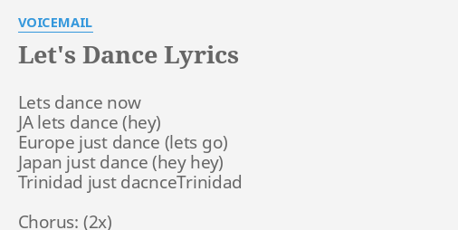 Let S Dance Lyrics By Voicemail Lets Dance Now Ja