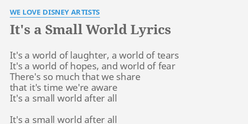 It S A Small World Lyrics By We Love Disney Artists It S A World Of