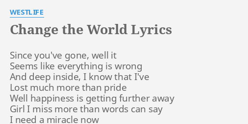 i could change the world song lyrics