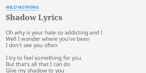 Shadow Lyrics By Wild Nothing Oh Why Is Your