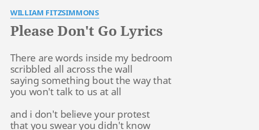 Please Don T Go Lyrics By William Fitzsimmons There Are