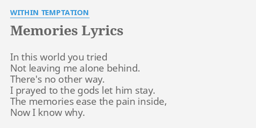 Temptations Song Lyrics Memories