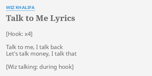 talk to me i wanna know lyrics