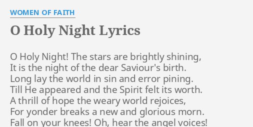 O Holy Night Lyrics By Women Of Faith O Holy Night The