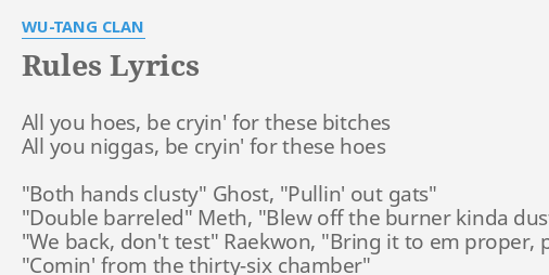 lyrics rules wu tang clan