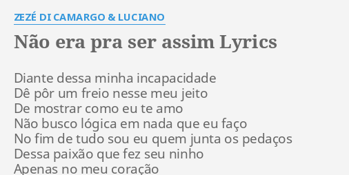 Letra da música Não (era amor) 