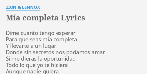 Zion y lennox shops dime cuanto tengo que esperar lyrics